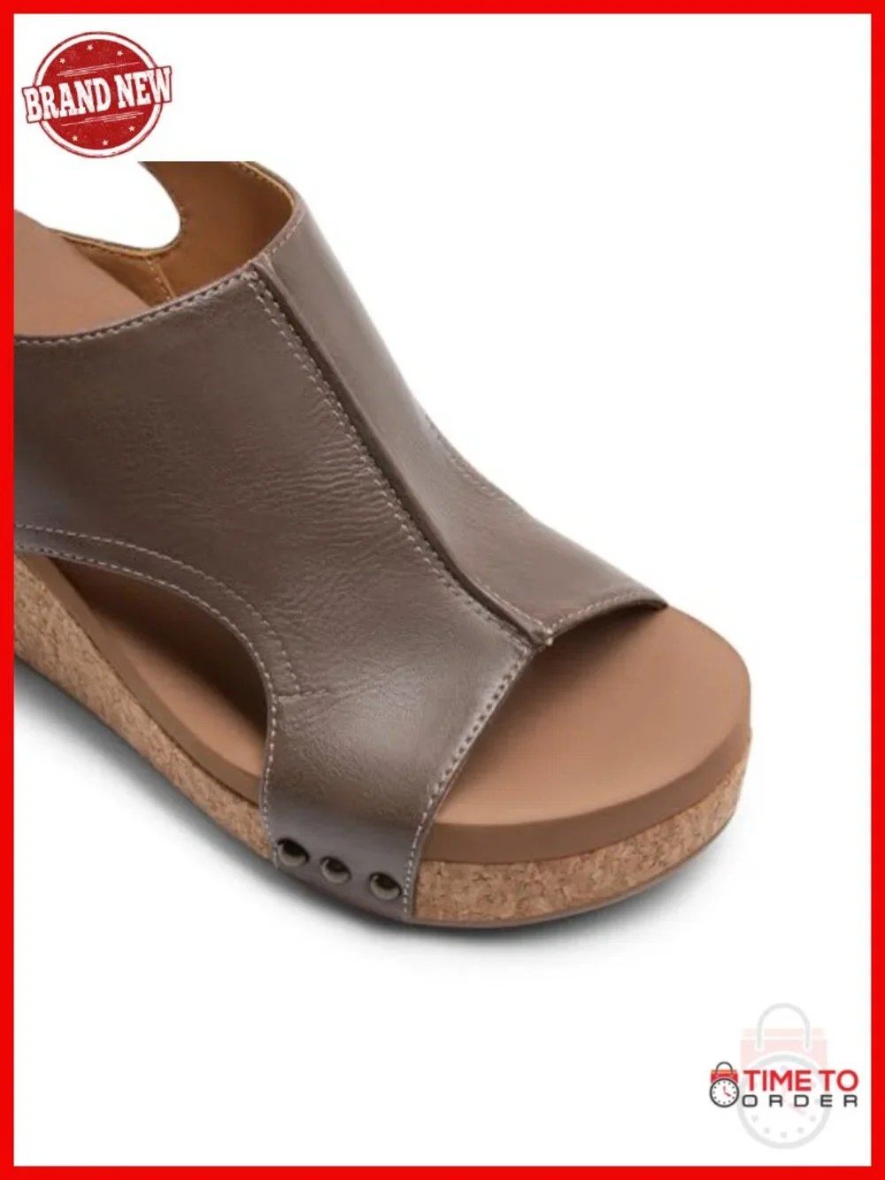 Women's Platform Wedge Sandals with Peep Toe, Hook & Loop Closure, Cushioned